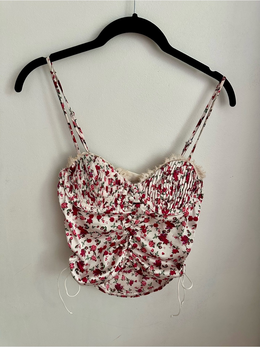For Love & Lemons Cream Cami with Red Floral Print